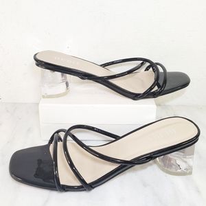 #249 New BEBO Black Clear Low Block Y2K Style Sandals Heels Woman Sz 5 - 6